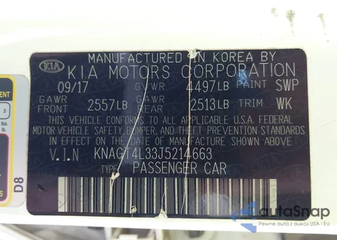 2018 Kia Optima Lx z USA, uszkodzony, nr VIN KNAGT4L33J5214663